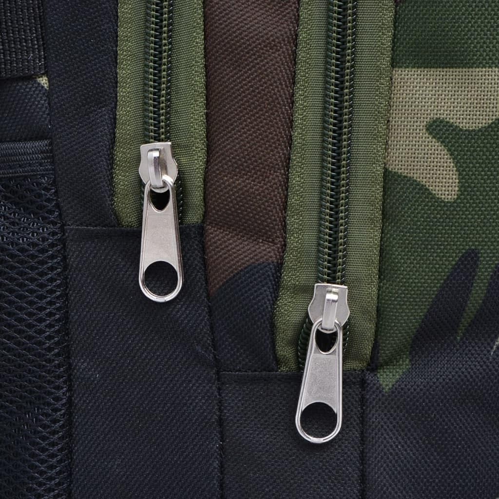 Zaino Scuola 40L Nero e Mimetico in Poliestere 600D Rivestito 33x17x50 cm Idrorepellente con Spallacci Imbottiti 3 Scomparti Scomparto Laptop per Scuola Università Viaggio