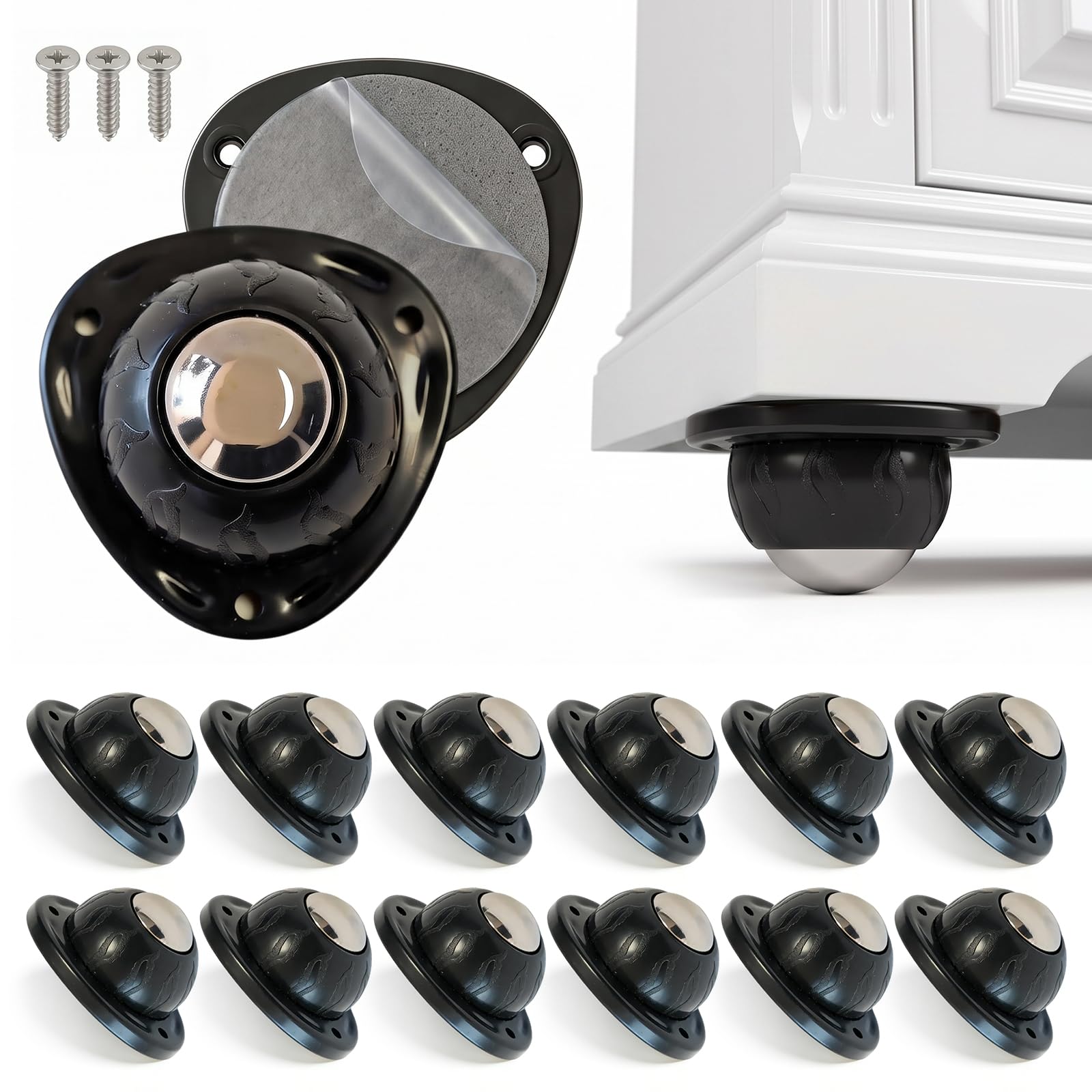 Heavy Duty Furniture Casters - Stick-On Wheels -11