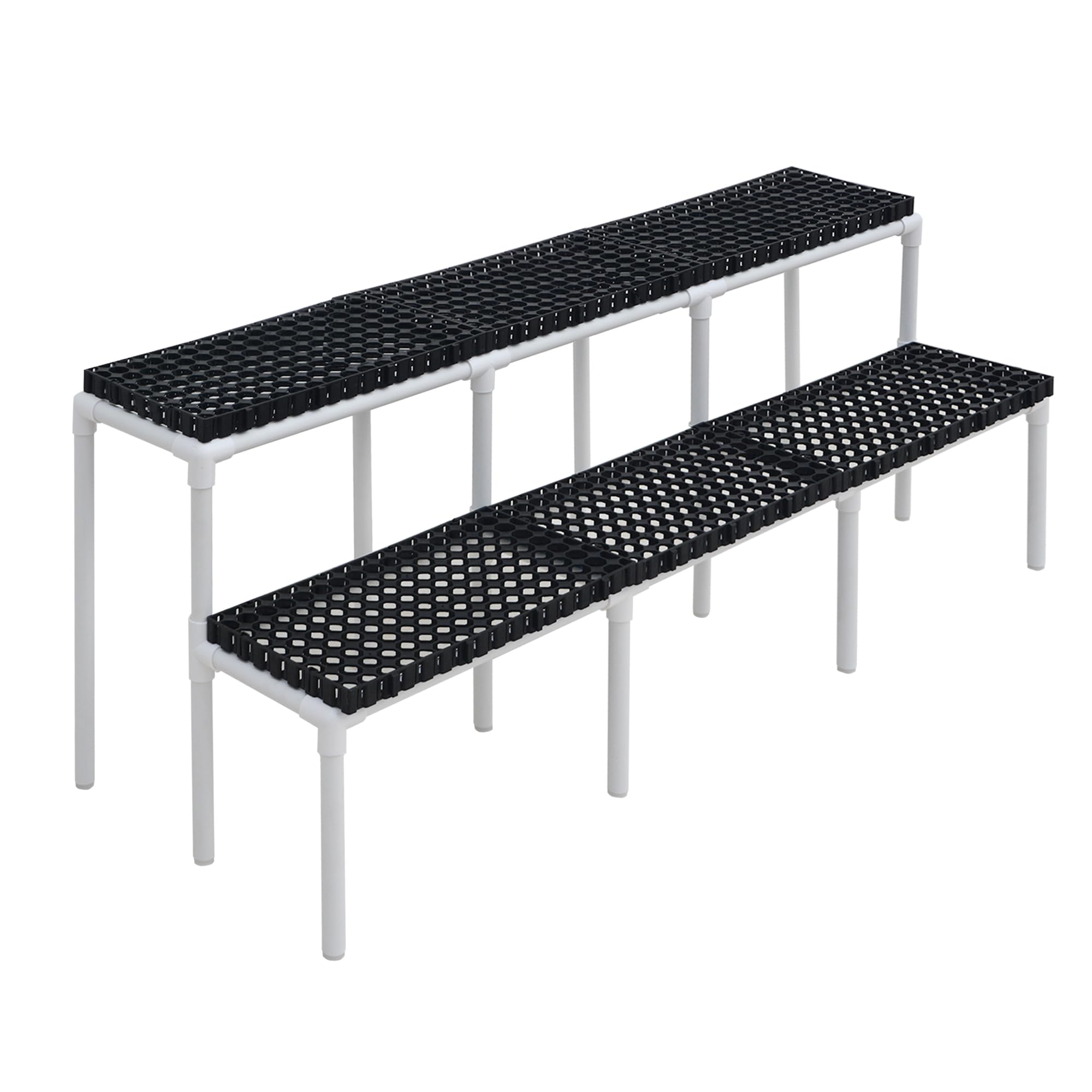 VEYYON Premium UPVC Pipe Plant Stand - 2 Stage - 5 ft Lengthy +, Suitable for HDPE Grow Bags, Pot Stands, Indoor, Outdoor, Balcony, Home, and Vegetable Gardening. Heavy-duty, Rust-free Stand for Terrace Gardening.-image-2
