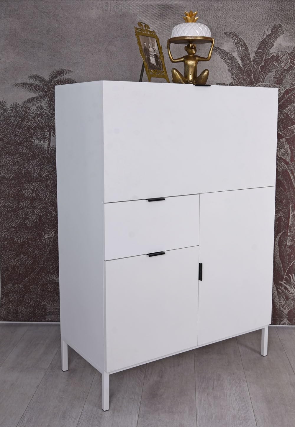 Sekretarzyk biały składany sekretarzyk stolik komputerowy Skandi szafka Hygge 80 cm hmb406 Palazzo ekskluzywny