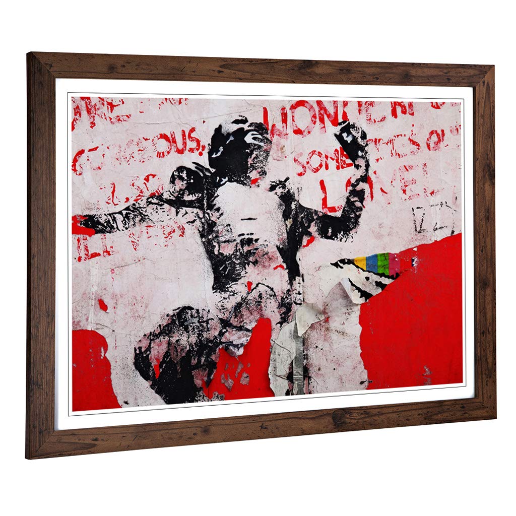 Big Box Art Framed Print of Berlin Germany Graffiti Design | Wall Art Picture | Home Decor for Kitchen, Living Room, Bedroom, Hallway, Walnut, A2 / 24.5x18 Inch / 62x45cm