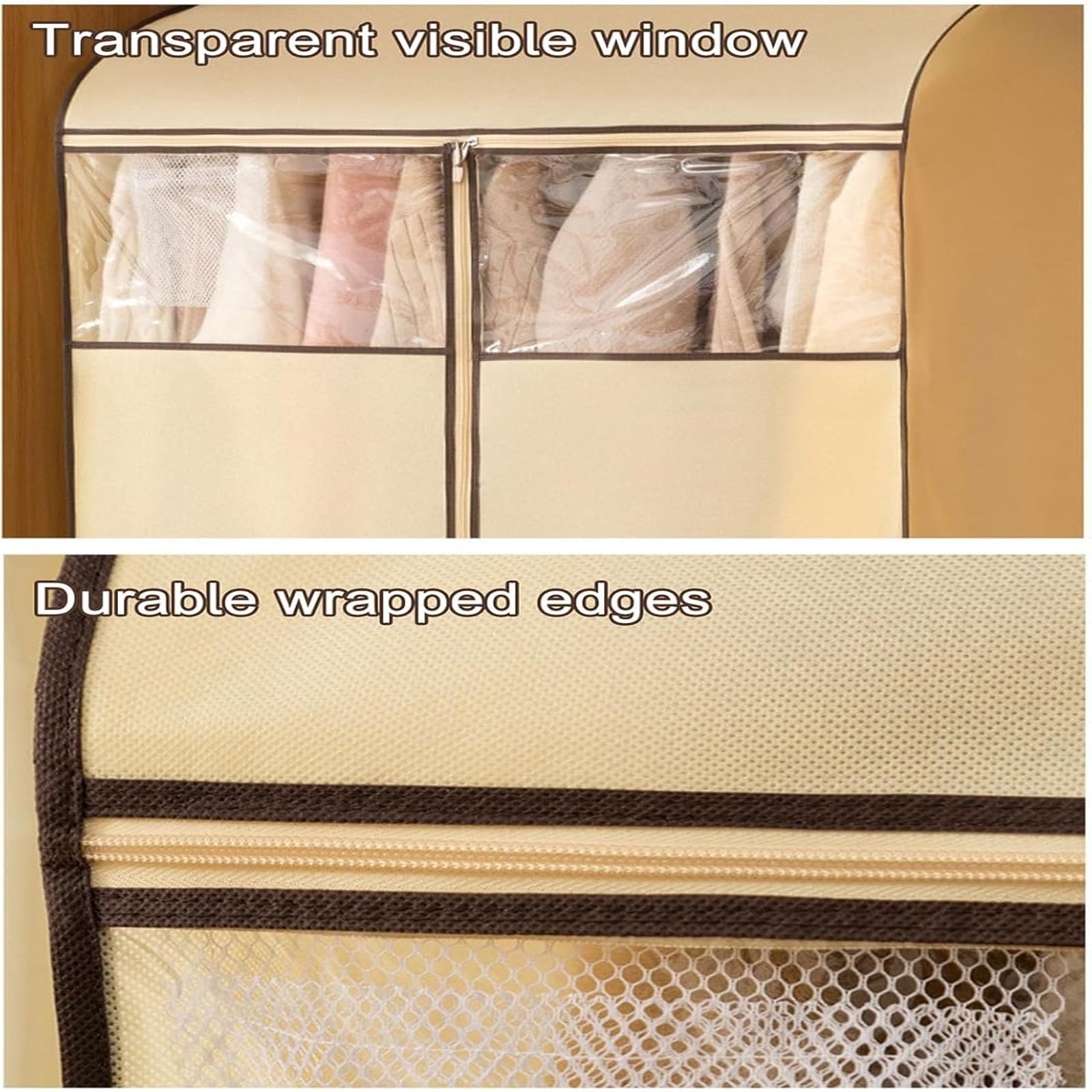 Ampia Copertura Grigia per Appendiabiti, Borsa Porta Abiti Traspirante in Tessuto Non Tessuto con Cerniera, Protezione Resistente per Abiti da Armadio, 52×52×120 Grey 96×52×120cm