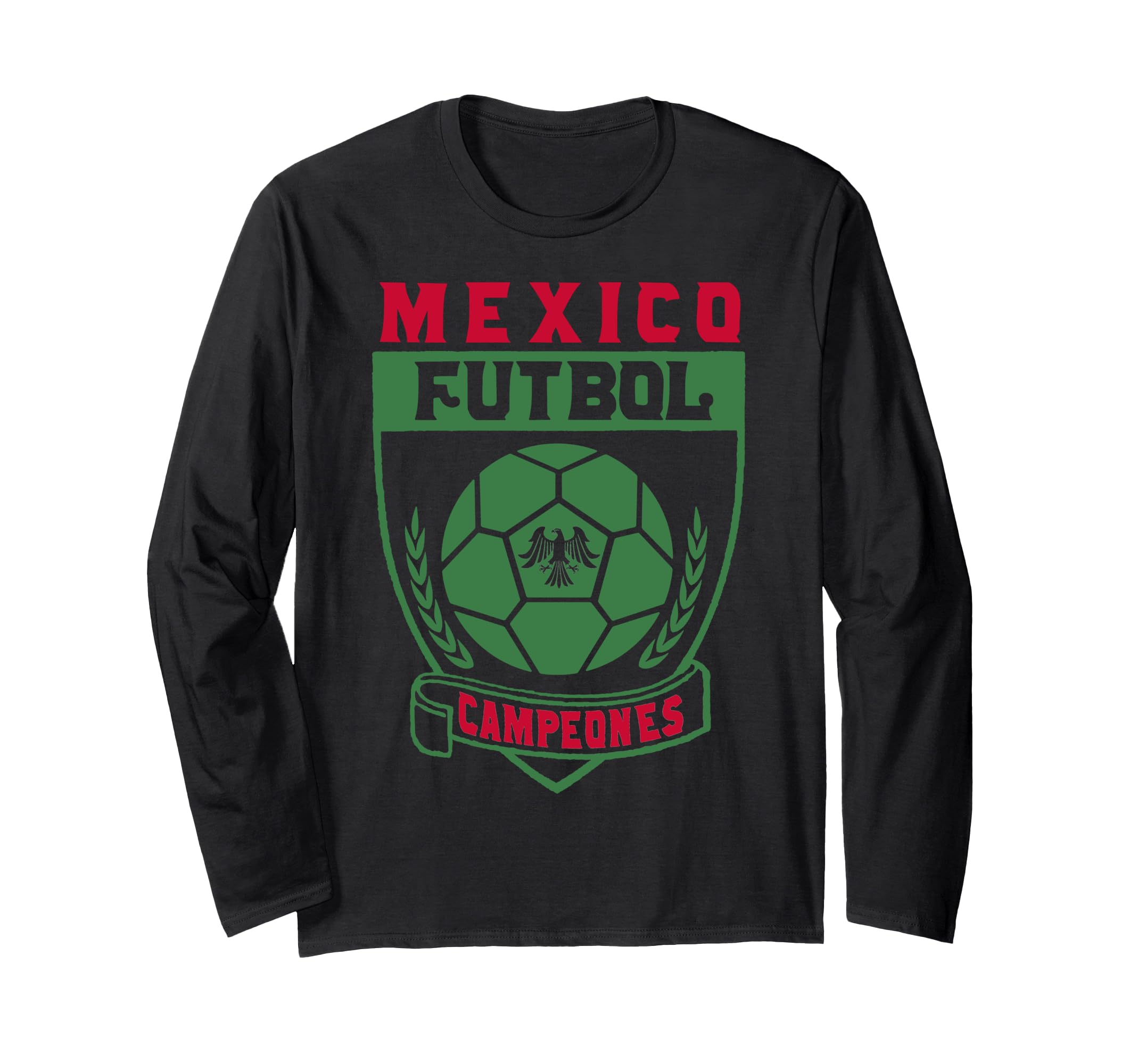 Trendy Mexico Futbol Champions Long Sleeve T-Shirt, Black