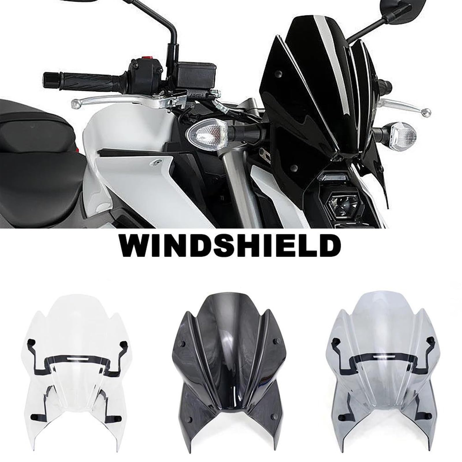 Moto Pare-Brise pour Suzuki pour GSX-S950 pour GSX-S1000 pour GSX-S 950 pour GSXS 1000 2021 2022 2023 2024 Pare-Brise Accessoires Moto Déflecteur Vent(Le Noir)