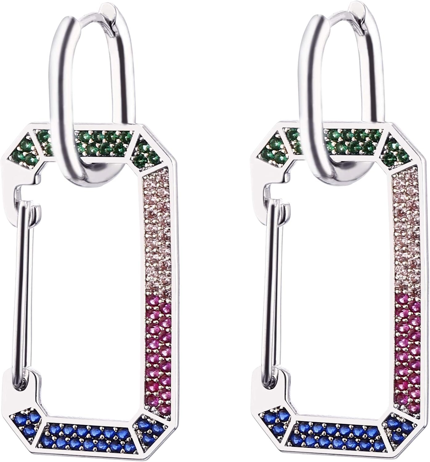 PengJin-2020 new Dangle Earring multicolor for women Irregular cubic zircon copper earrings for girls Hypoallergenic pendant plated jewelry with crystal
