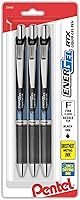 Pentel EnerGel RTX 0.5mm Fine Needle Tip Gel Pens, Black Ink Pack of 3 - Smooth, Quick-Dry, Refillable RTX Pens