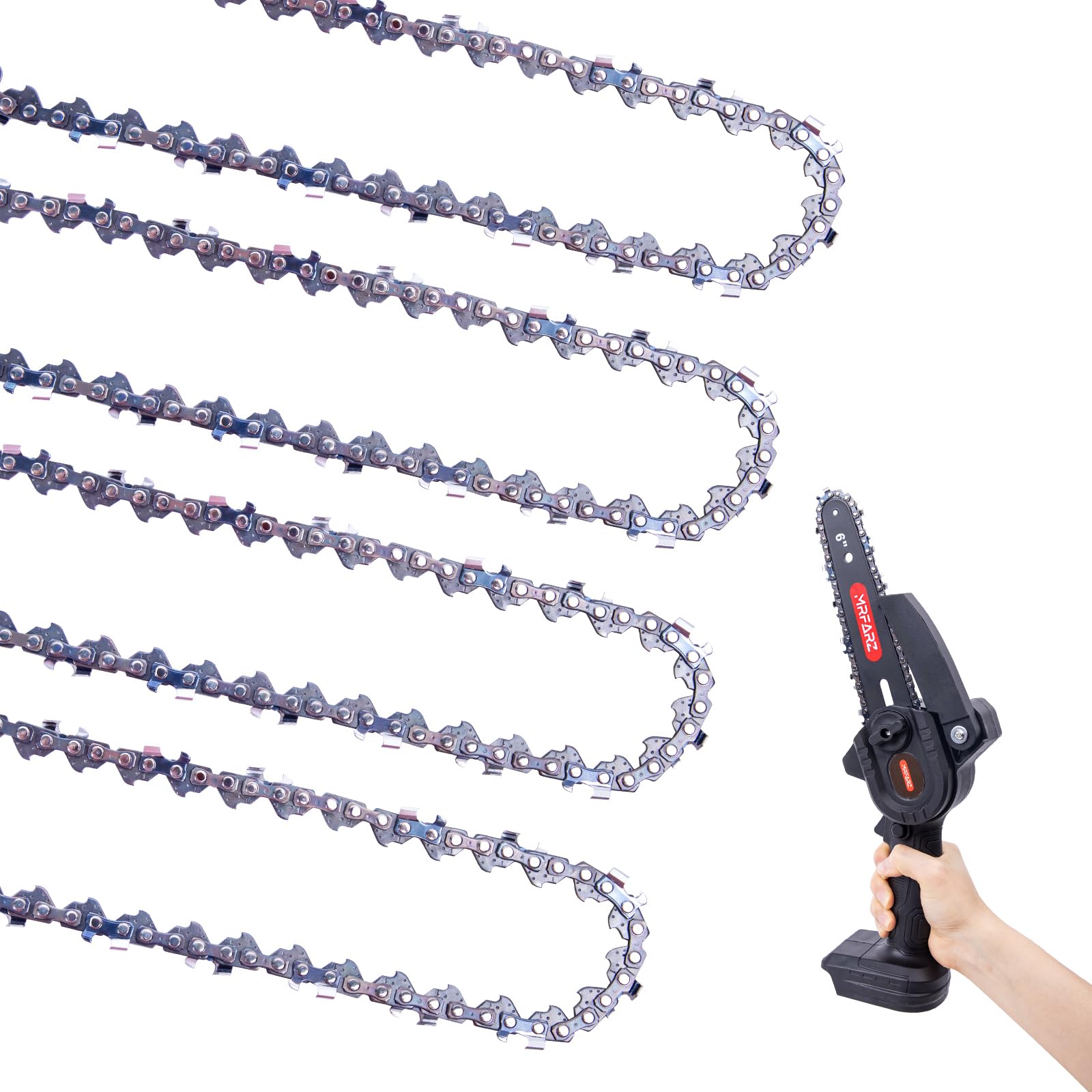 MRFARZ 6 Inch Mini Chainsaw Chains 1/4" LP Pitch 0.043" Gauge 37 Drive Links For Cordless Electric Chainsaw [4 Chains]