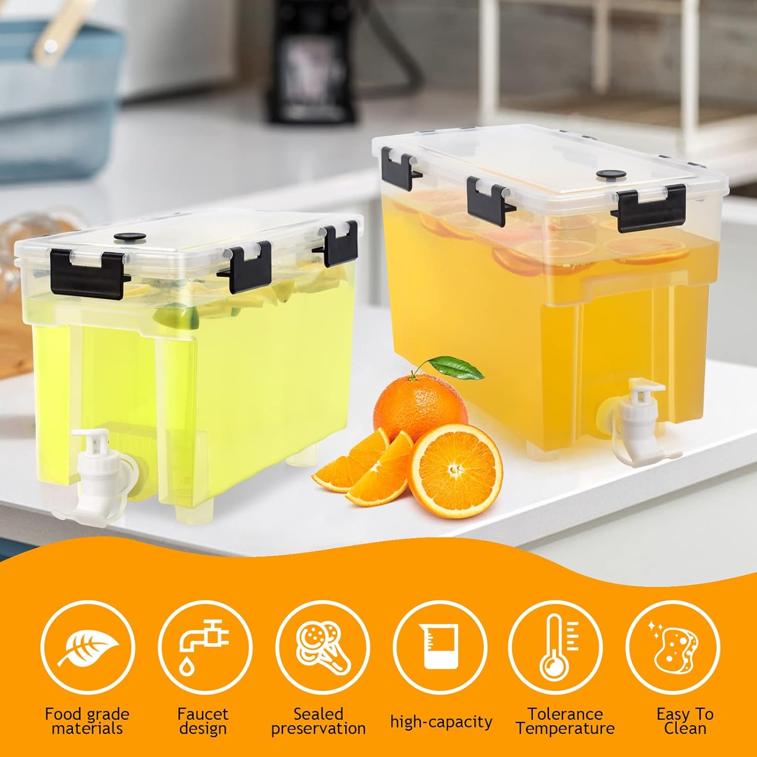 2.5 Gallon Drink Dispenser For Fridge,Beverage Dispenser With Spigot. Milk,Lemonade Dispenser,Juice Containers With Lids For Parties And Dairly Use,100% Sealed And Filter screen(1+1.5)Gallon - Image 3