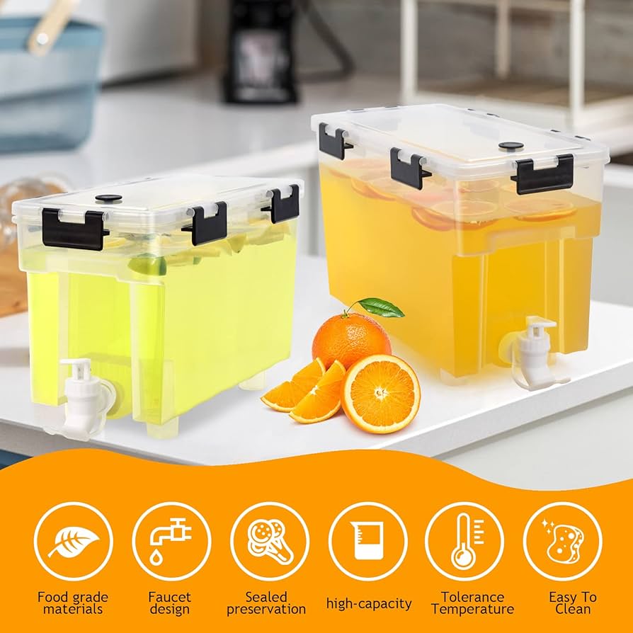 COHOMA 1 Gallon Drink Dispenser For Fridge | Leak-Proof Beverage Jug With Spigot & Filter | Perfect For Lemonade, Milk, Juice & Parties