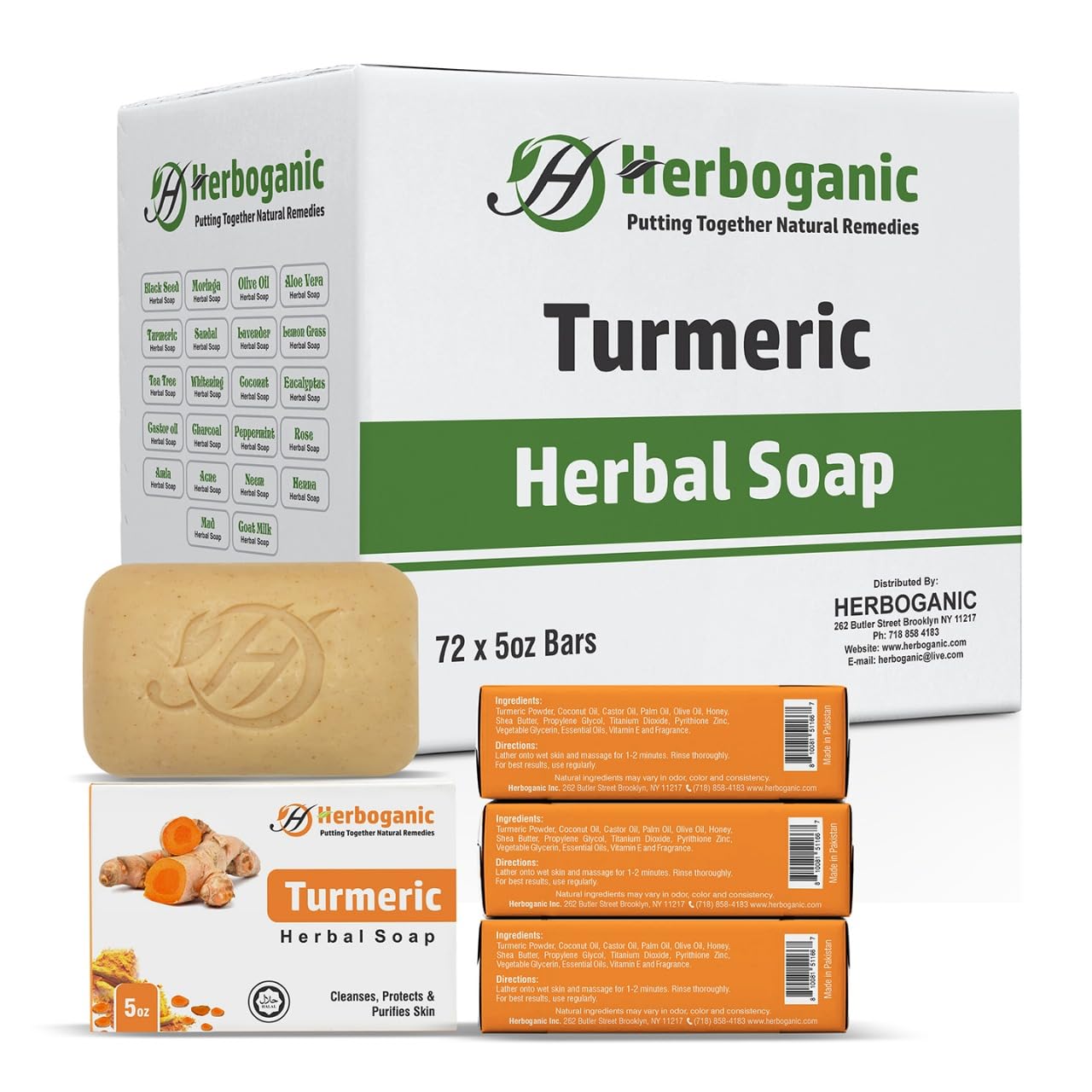 HERBOGANIC Turmeric soap bulk pack of 72 Soaps 5 oz each