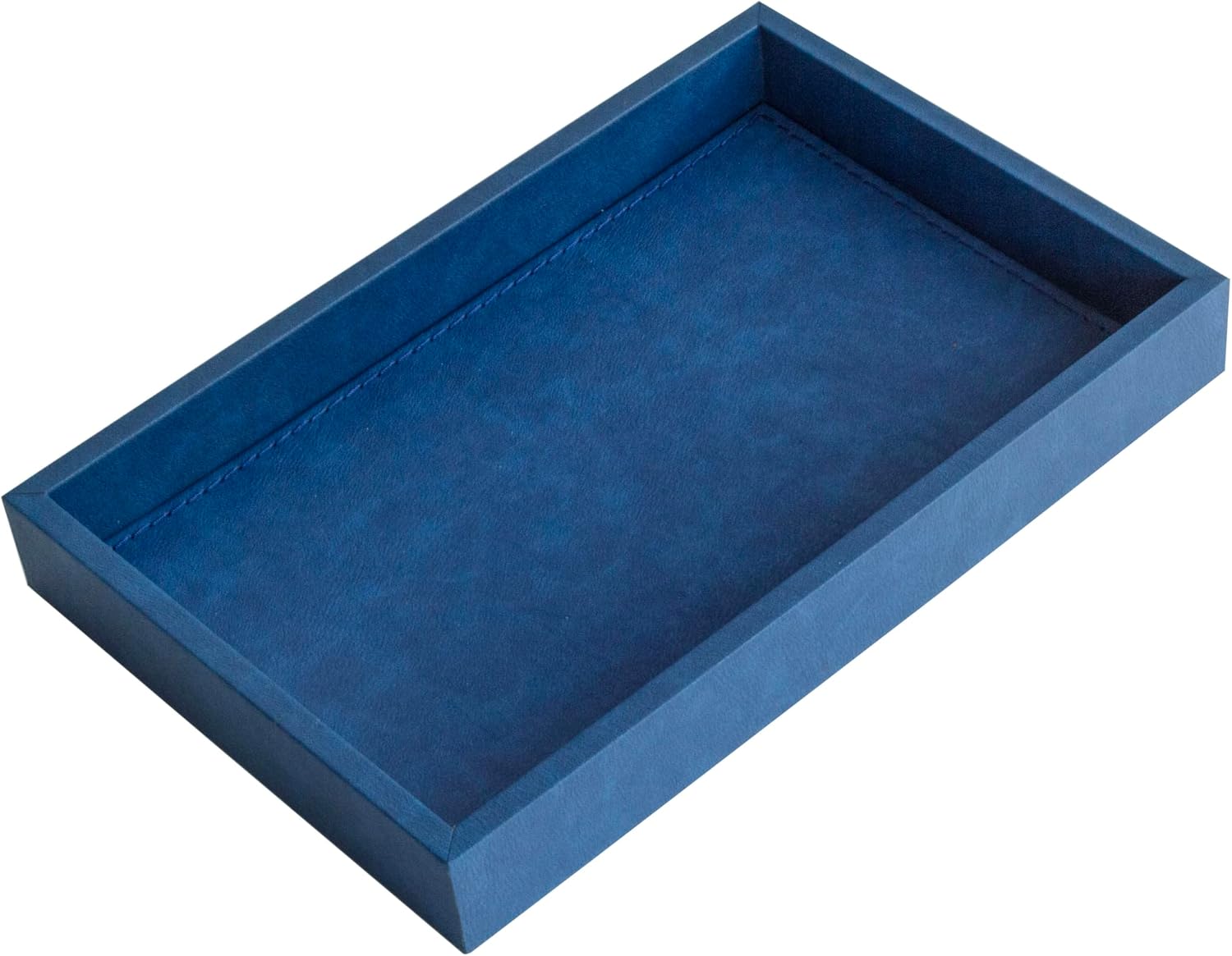 MOENA Faux Leather Tray – Elegant & Versatile Organizer for Home, Office, and Yacht (Matte Cobalt Blue, Small)