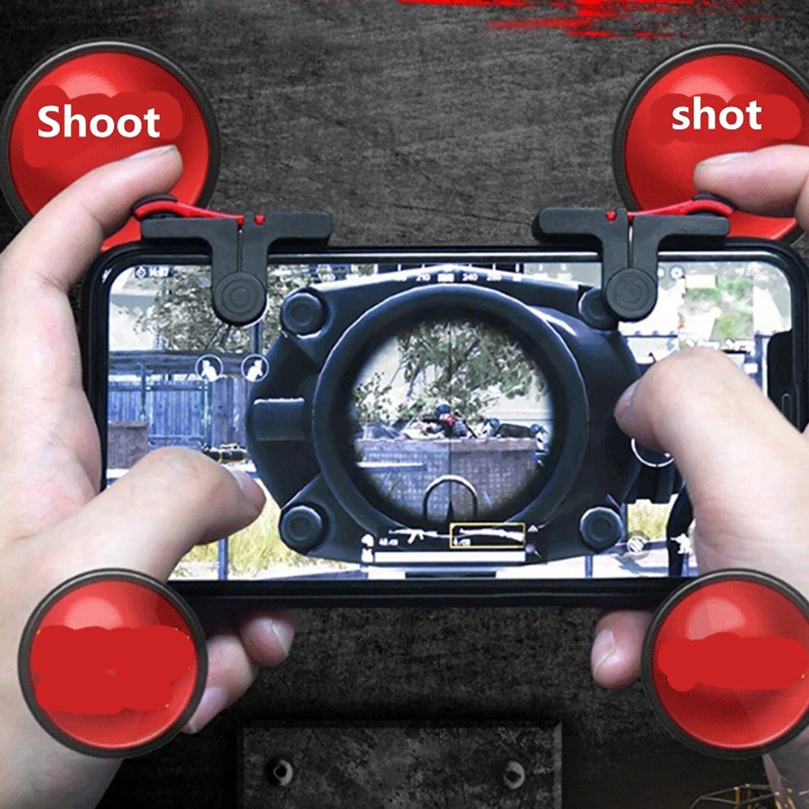 Gamepad per dispositivi mobili PUBG Mobile/Fortnitee Mobile/Call of Duty Mobile, gioco mobile Trigger Joystick Gamepad per iPhone/Android, scatto sensibile e mira L1R1 Trigger Nero