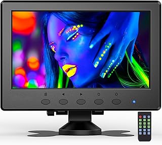 7 inch Monitor, 1024 x 600 Resolution IPS Small Monitor with Remote Control and Built-in Dual Speakers Portable Monitor HDMI VGA BNC USB AV Input for Laptop PC CCTV DVD