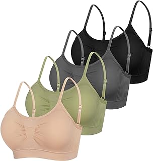 4 Pack Bras for Women No Underwire, Padded Sport Bra Support, Comfort Wireless Bralette Adjustable Straps and Hook