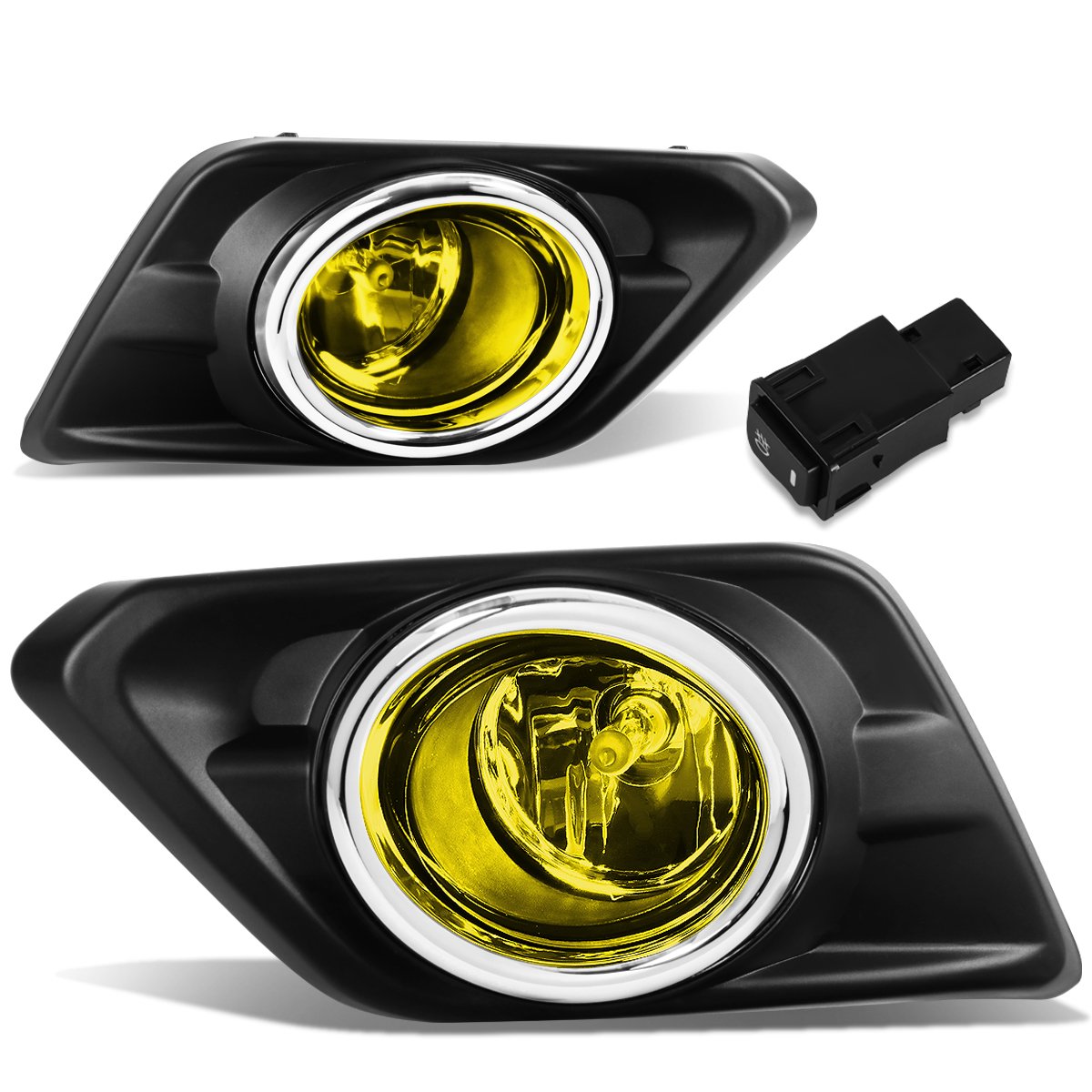 Auto Dynasty Fog Lights Assembly Compatible with 2014 2015 2016 Nissan Rogue Front Bumper Driving Fog Lamps w/Switch, Driver and Passenger Side, Amber Lens