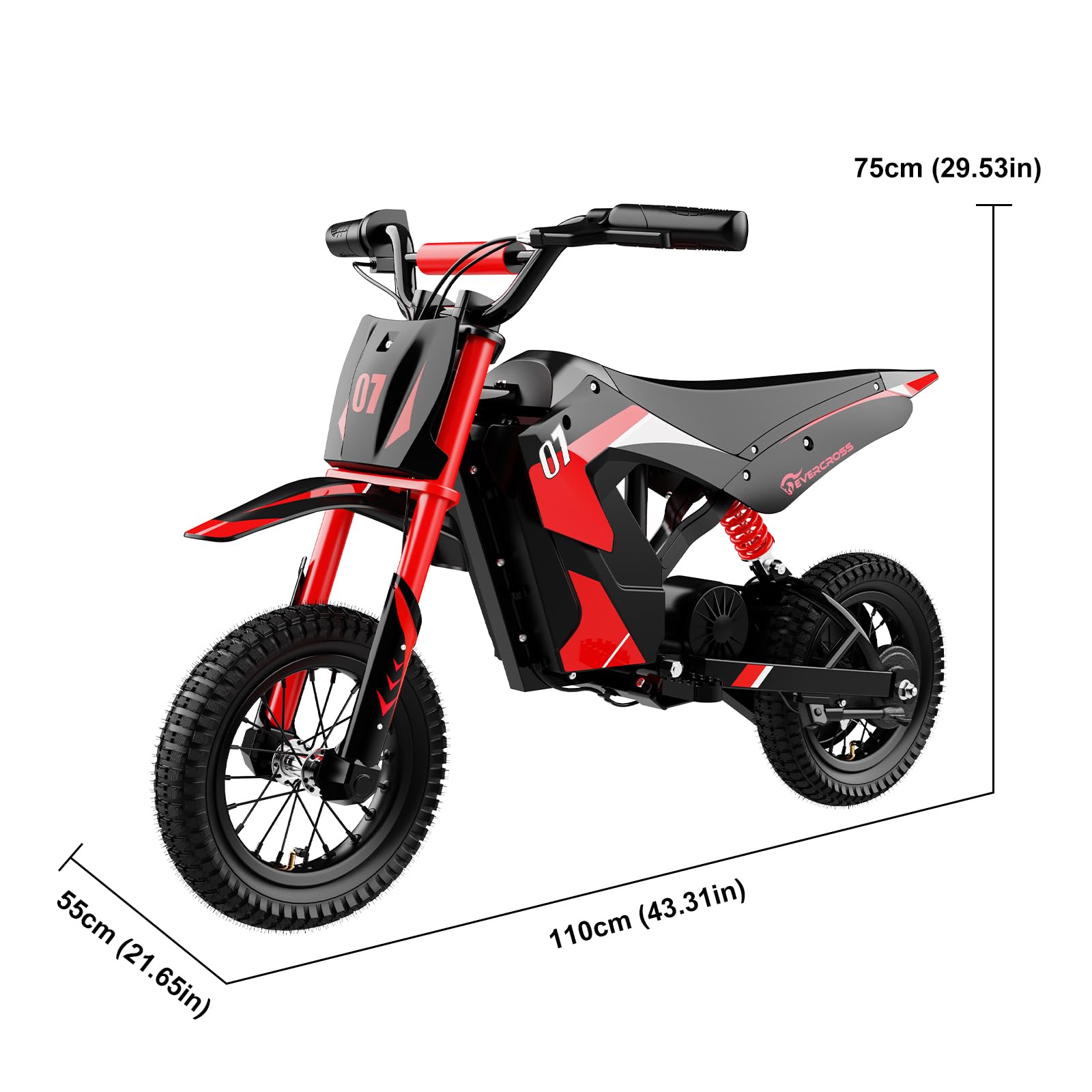EVERCROSS EV12M Elektro Motorrad Kinder, Elektromotorrad mit 300W Motor, 3 Geschwindigkeitsmodus, 15KM Lange Reichweite, 12 Zoll Luftreifen, Moto Cross für Kinder Ab 110cm Körpergröße