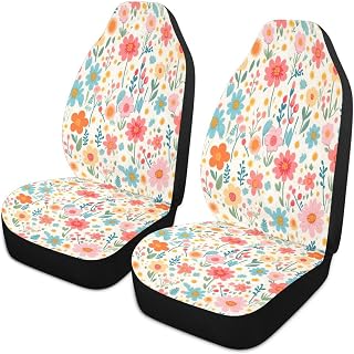 Cute Small Flowers Car Seat Cover - 2 PCS Auto Front Seat Covers Breathable Bucket Seats Protector for Car SUV Truck - Universal Fit