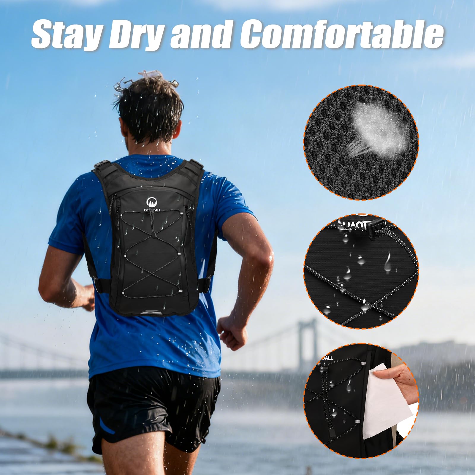 Gilet Running Uomo Donna Tactical, Zaino Trail Running con Sacca Idrica 2L, Gilet Corsa Molles, Running Vest Zaino Corsa Zaino Idratazione per Trekking Ciclismo Sci
