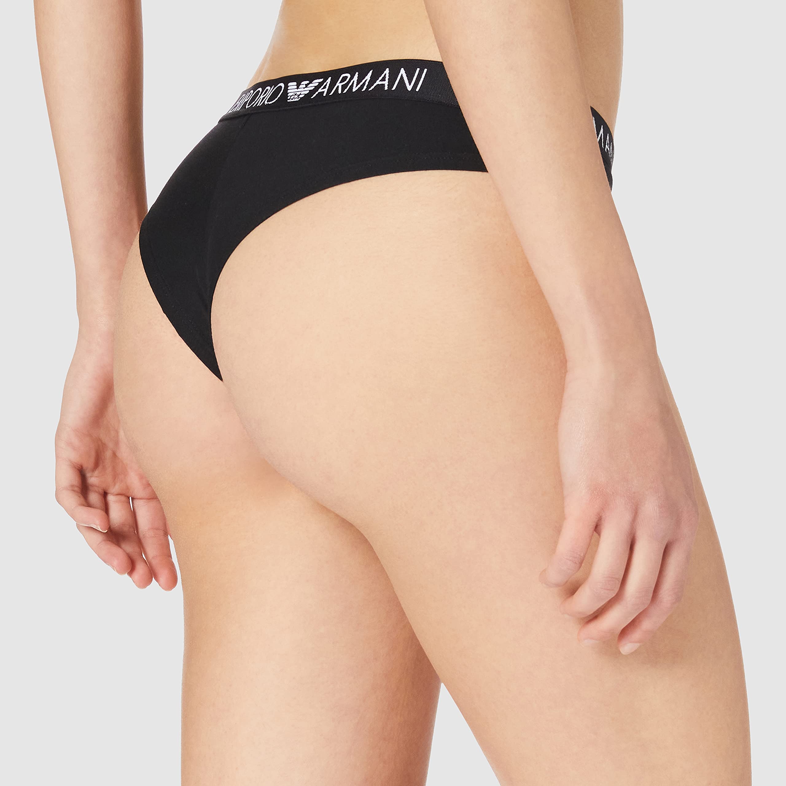 Emporio Armani Donna Bi-Pack Brazilian Brief Iconic Cotton Biancheria Intima, Nero, S