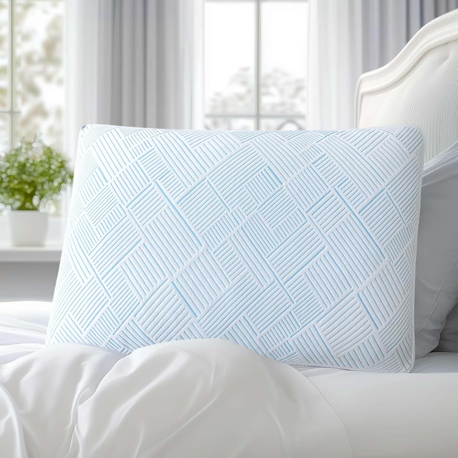 Alkyonos Shredded Memory Foam Cooling Soft Bamboo Viscose Pillow King Size, Adjustable Hypoallergenic Hotel Quality Pillow for Stomach, Back and Side Sleeper, Oeko-TEX Certified