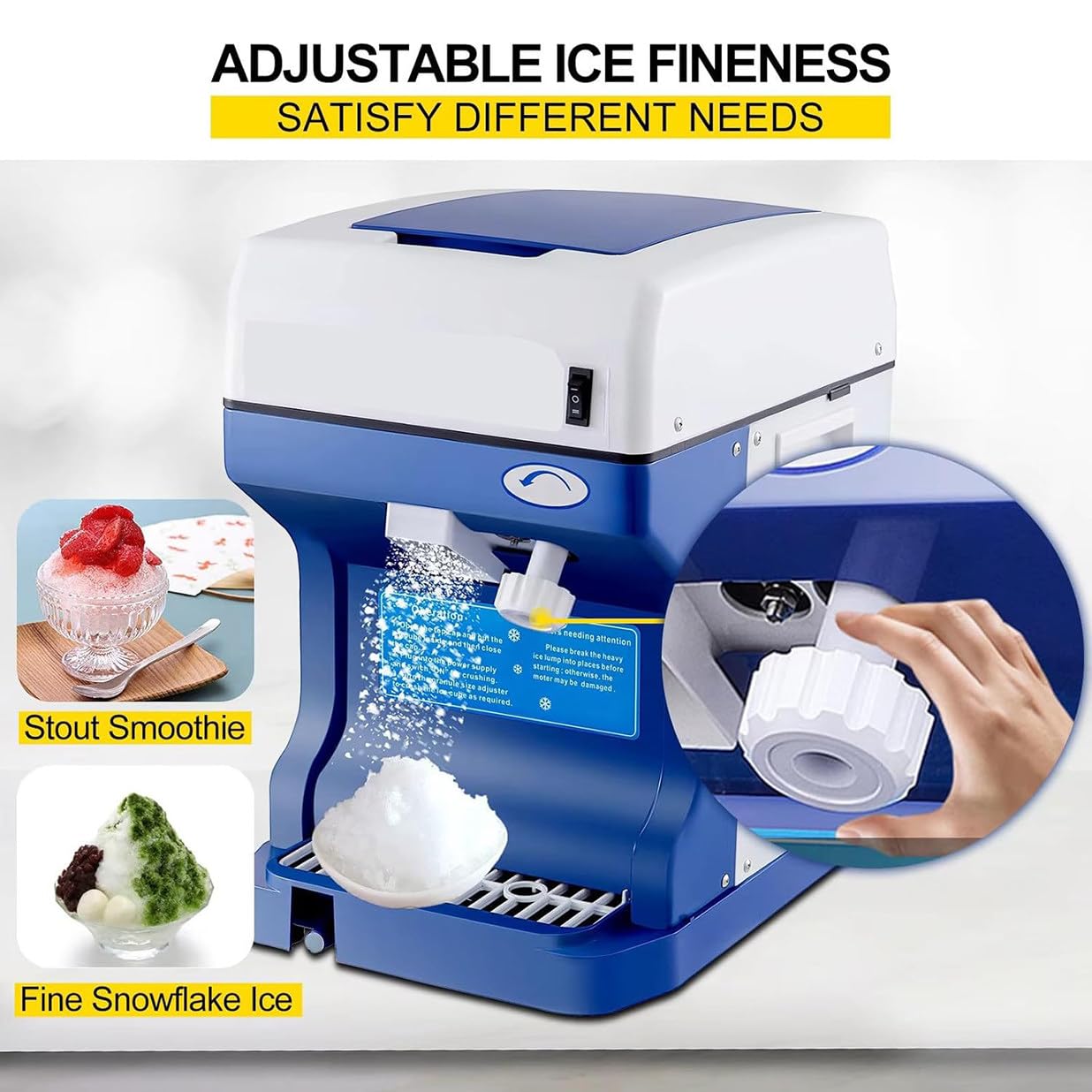 Machine à Glace Pilée électrique 250 W, Machine à Glace Pilée Professionnelle, Grande Capacité De 2L, Avec Interrupteur De Sécurité, Pour Cafés, Salons De Thé, Hôtels