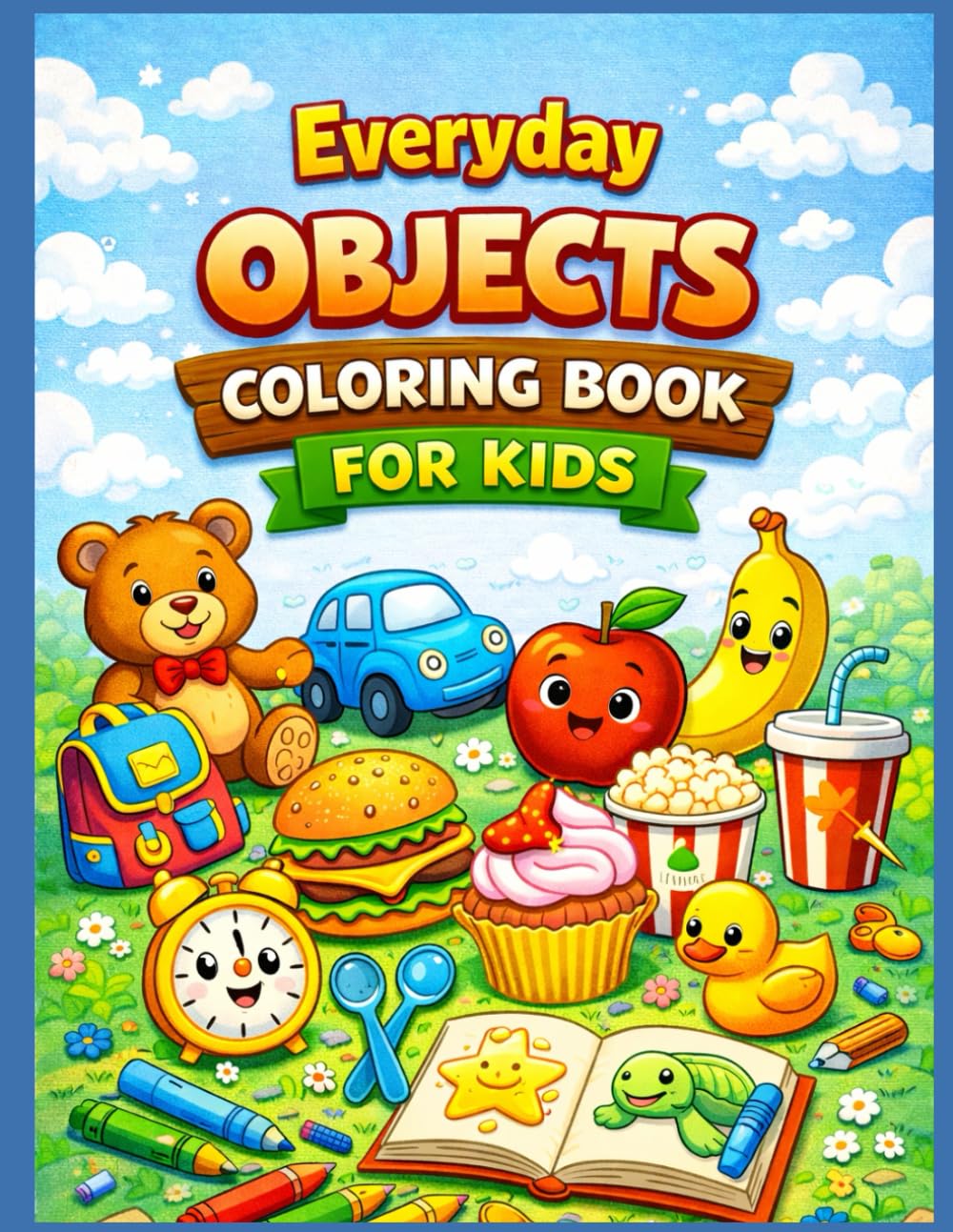 Everyday Objects & Food Coloring Book for Kids: Easy Coloring Pages of Everyday Objects and Tasty Foods to Boost Creativity, Focus, and Early Learning