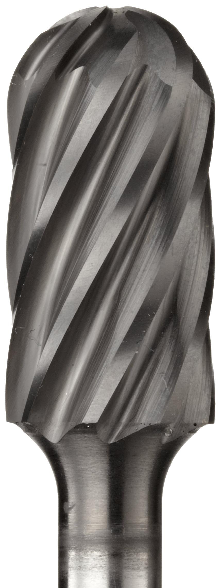 PFERD Cylindrical Carbide Bur, Clog-Resistant, AlTiN Finish, Single Cut, Radius End, 1/4