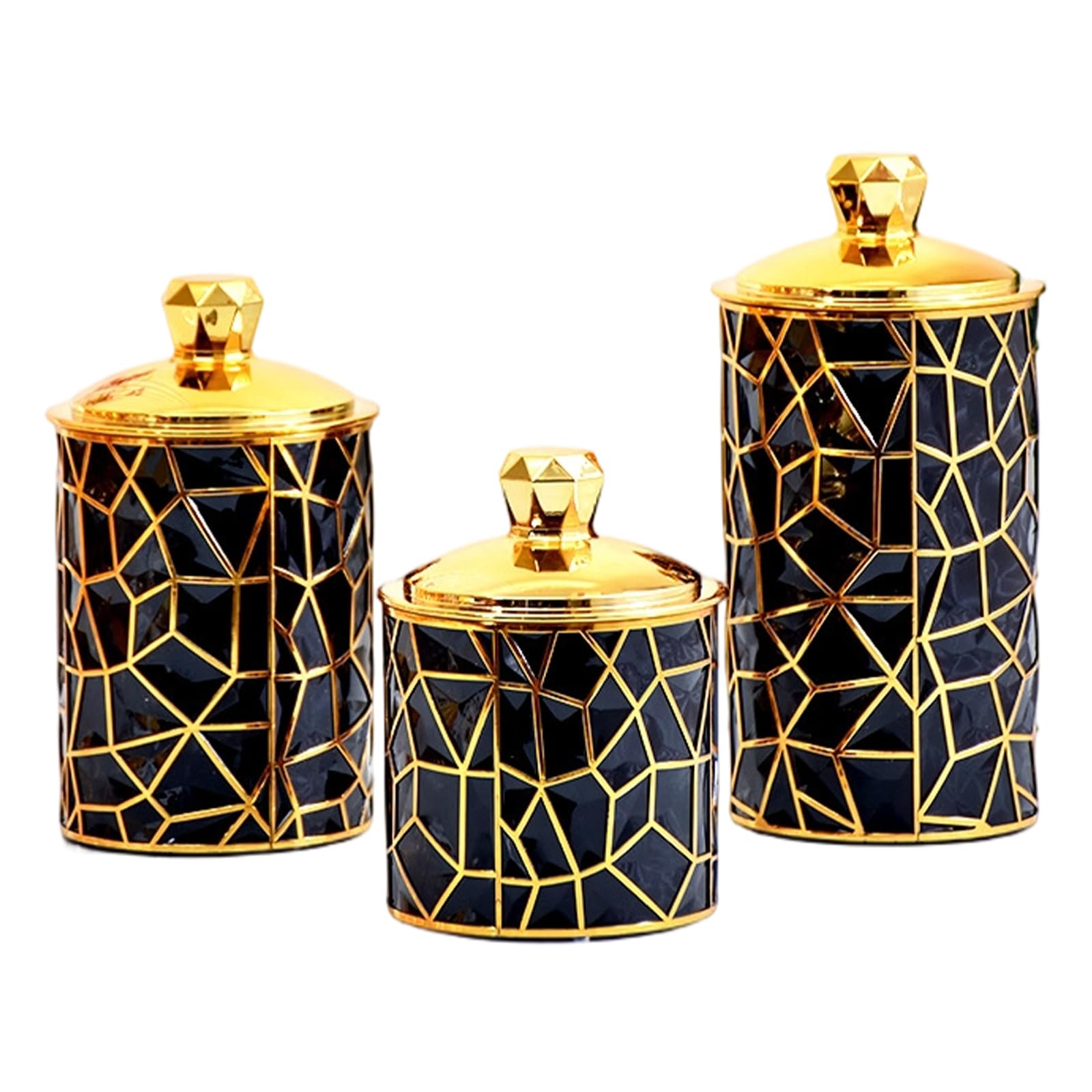 Tsophreniq 3 Pack Stylish Decorated PET Canisters for Organizing Rice Baking Items Sophisticated Particle Storage Jar