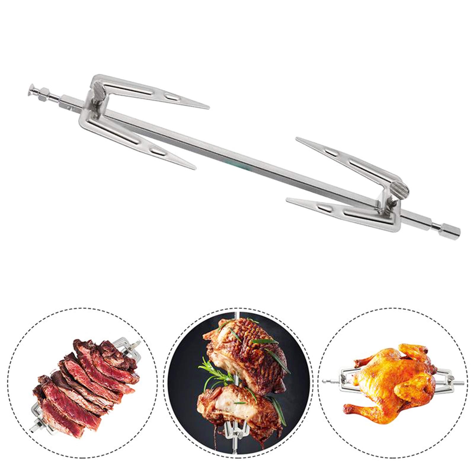 Lot De 2 Brochettes Extensibles Pour Barbecue - Acier Inoxydable Avec Poignée Bois - Télescopiques Jusqu'à 82 Cm