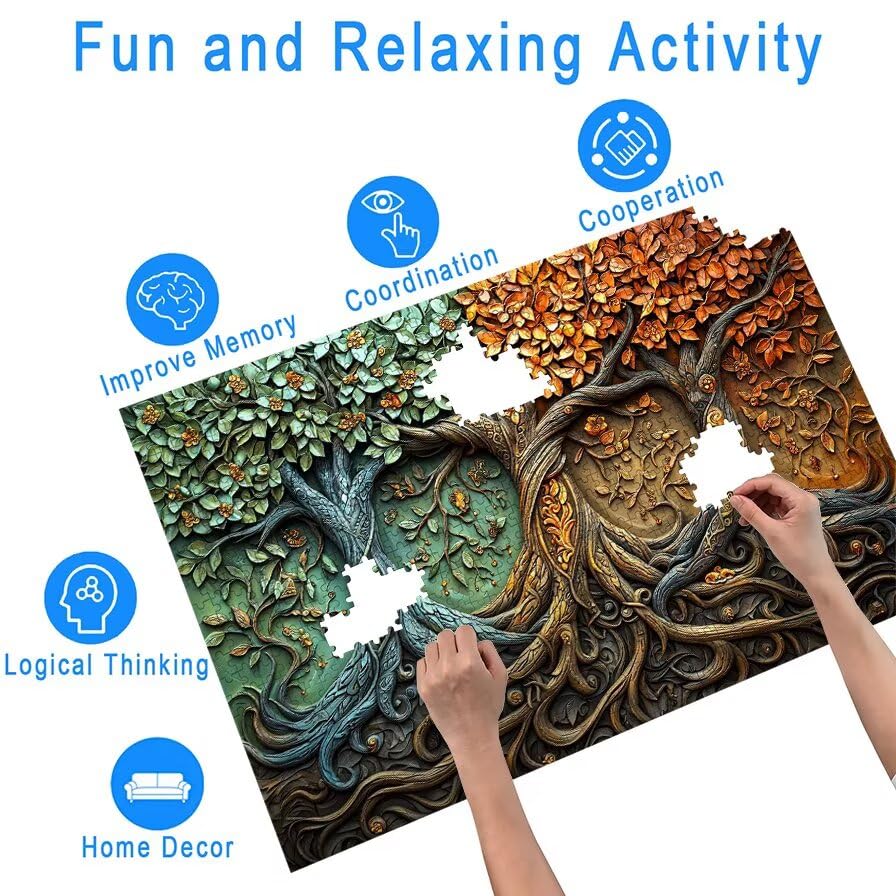 Puzzle 5000 elementów Drzewo Życia, Puzzle 5000 elementów dla dorosłych i dzieci od 14 lat, fantazyjne drewniane puzzle z wykwintnym pudełkiem do pakowania, do dekoracji ścian, prezent dla kobiet