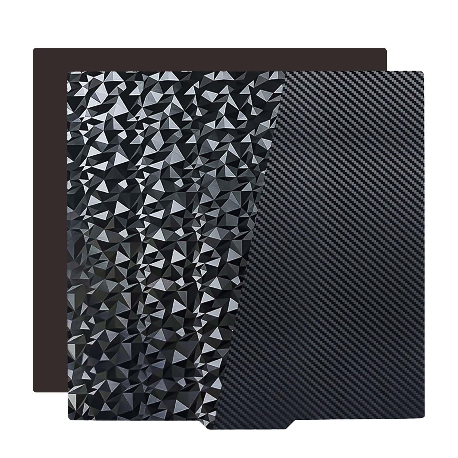 IdeaFormer Diamond PEO+Carbon Fiber PET Placa de presión 230x230 mm, placa de acero de resorte PEO+PET magnética de acero de resorte, cama de impresión para Anycubic Kobra 2/Kobra 2 Neo/Kobra 2 Pro