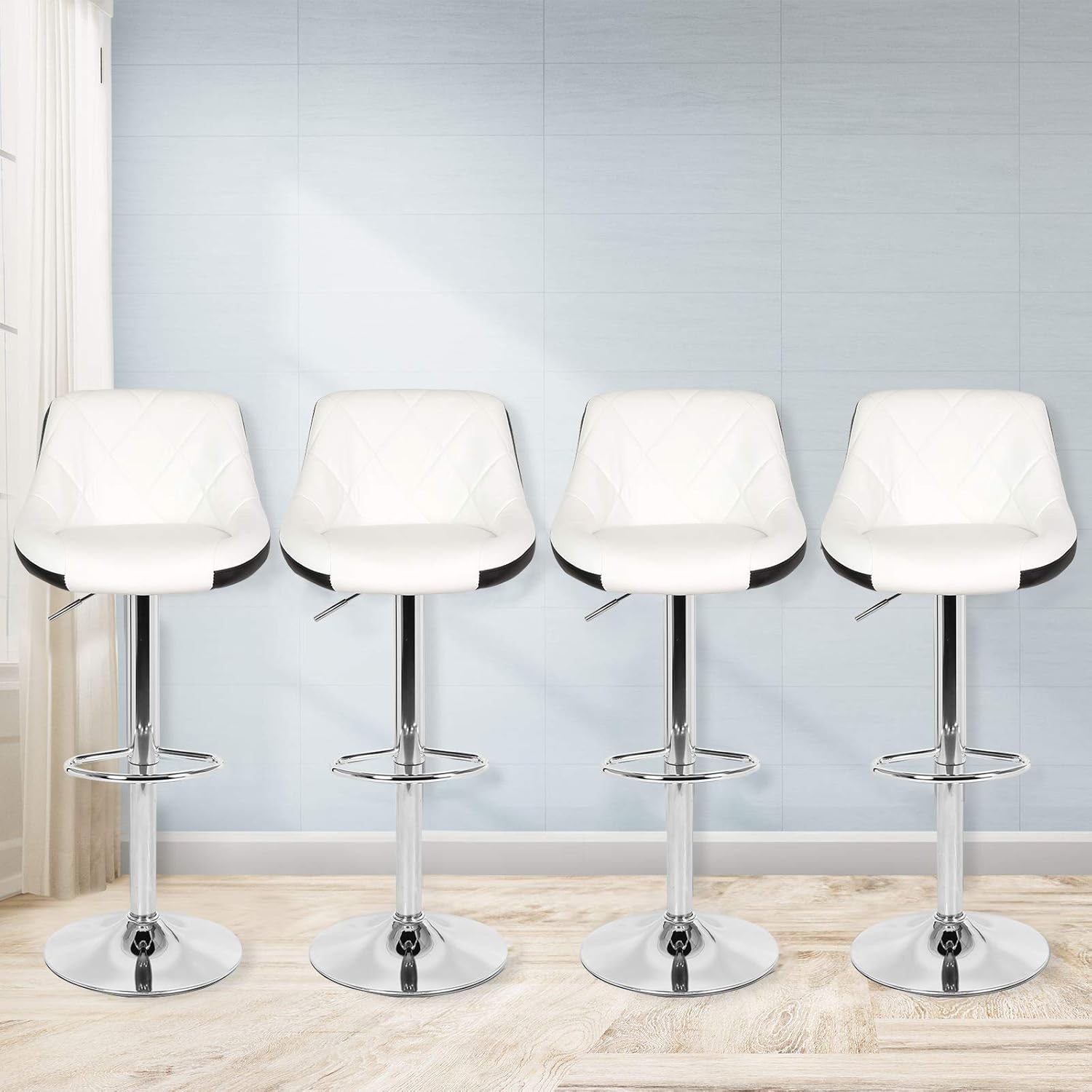 Magshion Faux Leather Bar Stools Adjustable 360 Degree