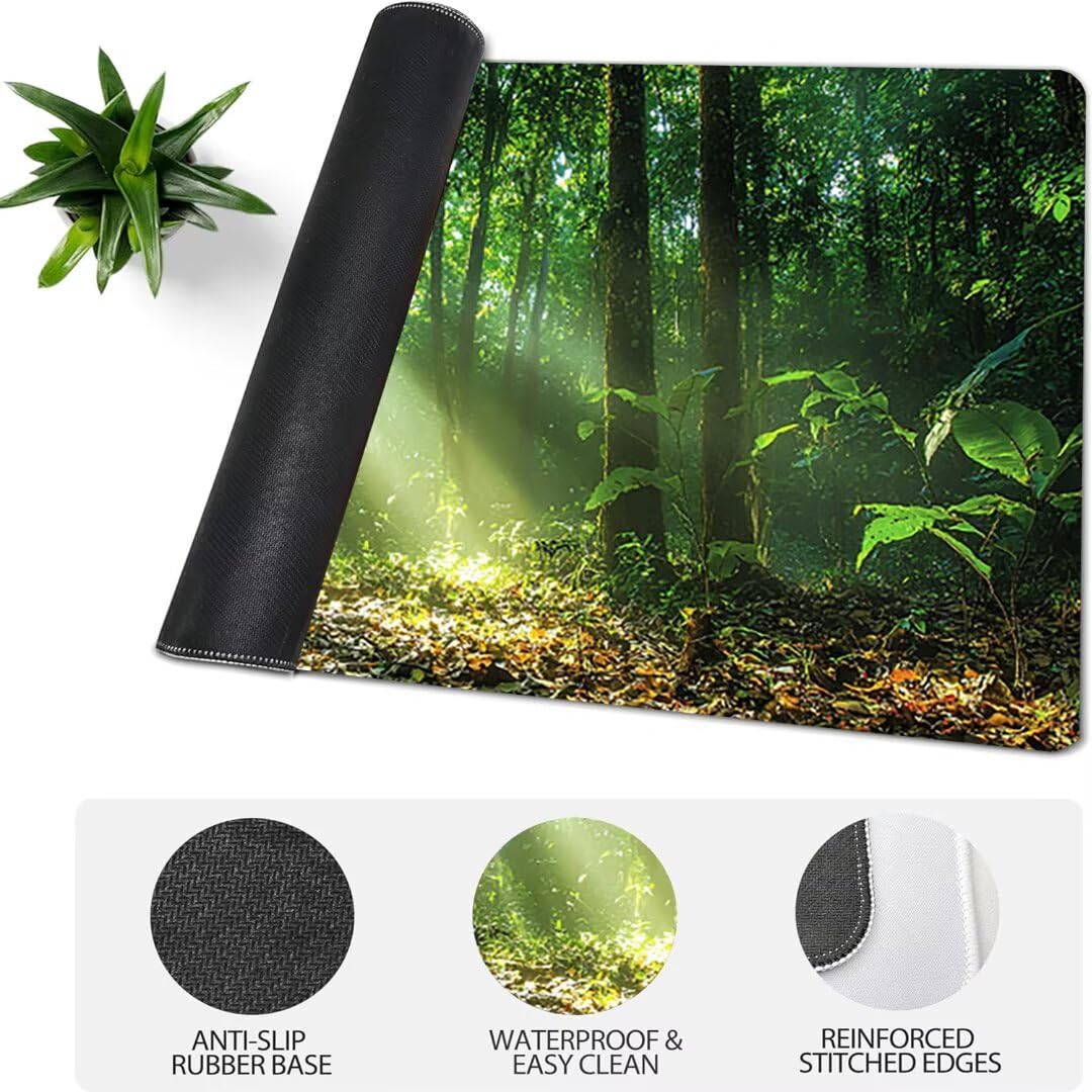 Podkładka pod mysz, podkładka XXL las krajobraz, podkładka do gier - 1200 x 600 x 3 mm - podkładka na biurko z antypoślizgową gumową podstawą, podkładka pod mysz z wszytymi krawędziami do komputera PC
