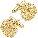 Jonwo Hollow Out Floral Pattern Cufflinks for Men Women In Gift Case Silver Golden Men's Cufflinks Jewelry for Wedding Party Anniversary Daily Wear Events Tuxedo Dress