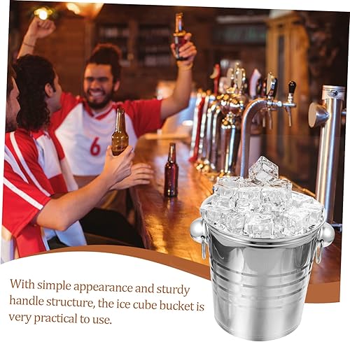 Miniatura 5 de Cubo de almacenamiento de hielo grueso de acero inoxidable con doble asa enfriador de cerveza para Ktv bares fiestas para botellas y bebidas