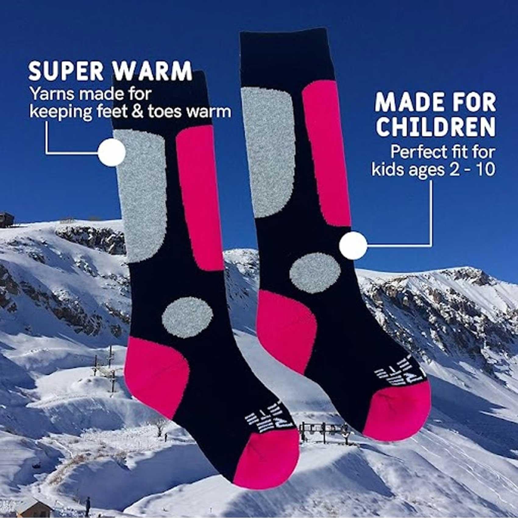 Kids Value Skisocken für Jungen und Mädchen, Snowboarden, Winter, kaltes Wetter, 6 Paar - Schwarz (3)-Blau (3)