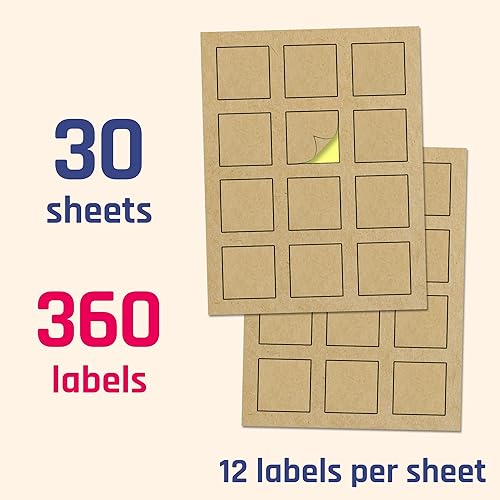 Vista 22 de 150 hojas, etiquetas adhesivas de papel kraft, impresión láser/inyección de tinta, tamaño carta (8.5 x 11)