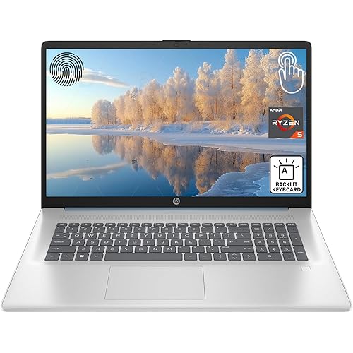 HP 17.3" Business Laptop, 17.3" Anti-Glare HD+ Touchscreen, AMD Ryzen 5 7430U, 32GB RAM, 1TB PCIe SSD, Backlit Keyboard, Fingerprint Reader, HD Camera, HDMI, Wi-Fi 6, Windows 11 Home, Blue