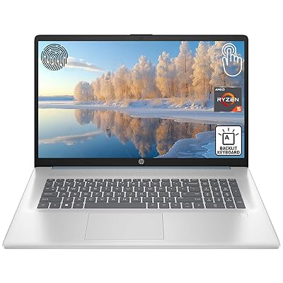 HP 17.3" Copilot AI Business Touchscreen Laptop, AMD Ryzen 6-Core 12-Thread CPU, 32GB RAM, 2TB SSD, Backlit KB, Fingerprint, Webcam, HDMI, Wi-Fi 6, Win11 Pro, Blue, Bundle with ML101 Wireless Mouse