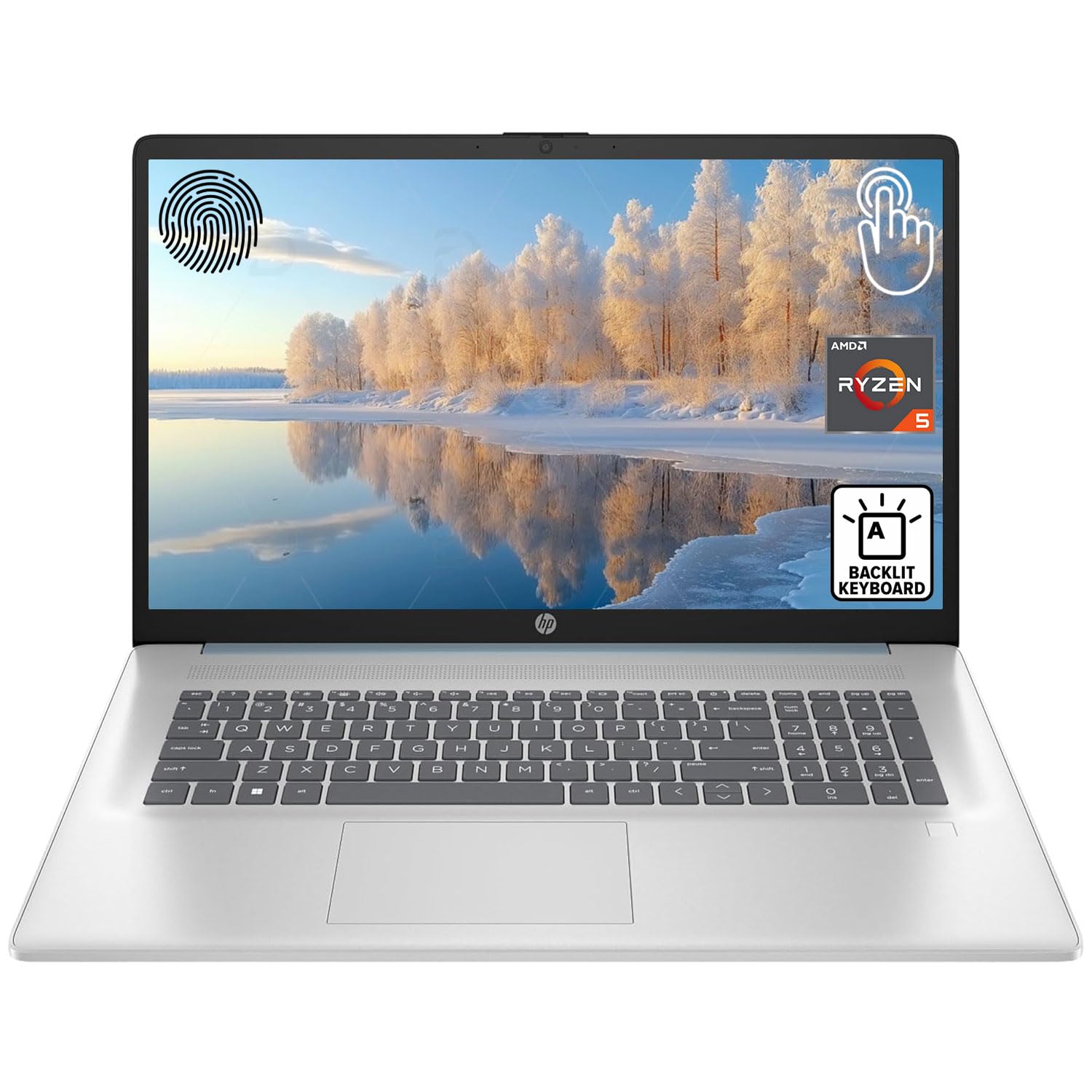 HP 17.3" Business Laptop for Work and Home, 17.3" LED Touchscreen, AMD Ryzen 5 7430U, 16GB RAM, 2TB PCIe SSD, Backlit Keyboard, Fingerprint Reader, HD