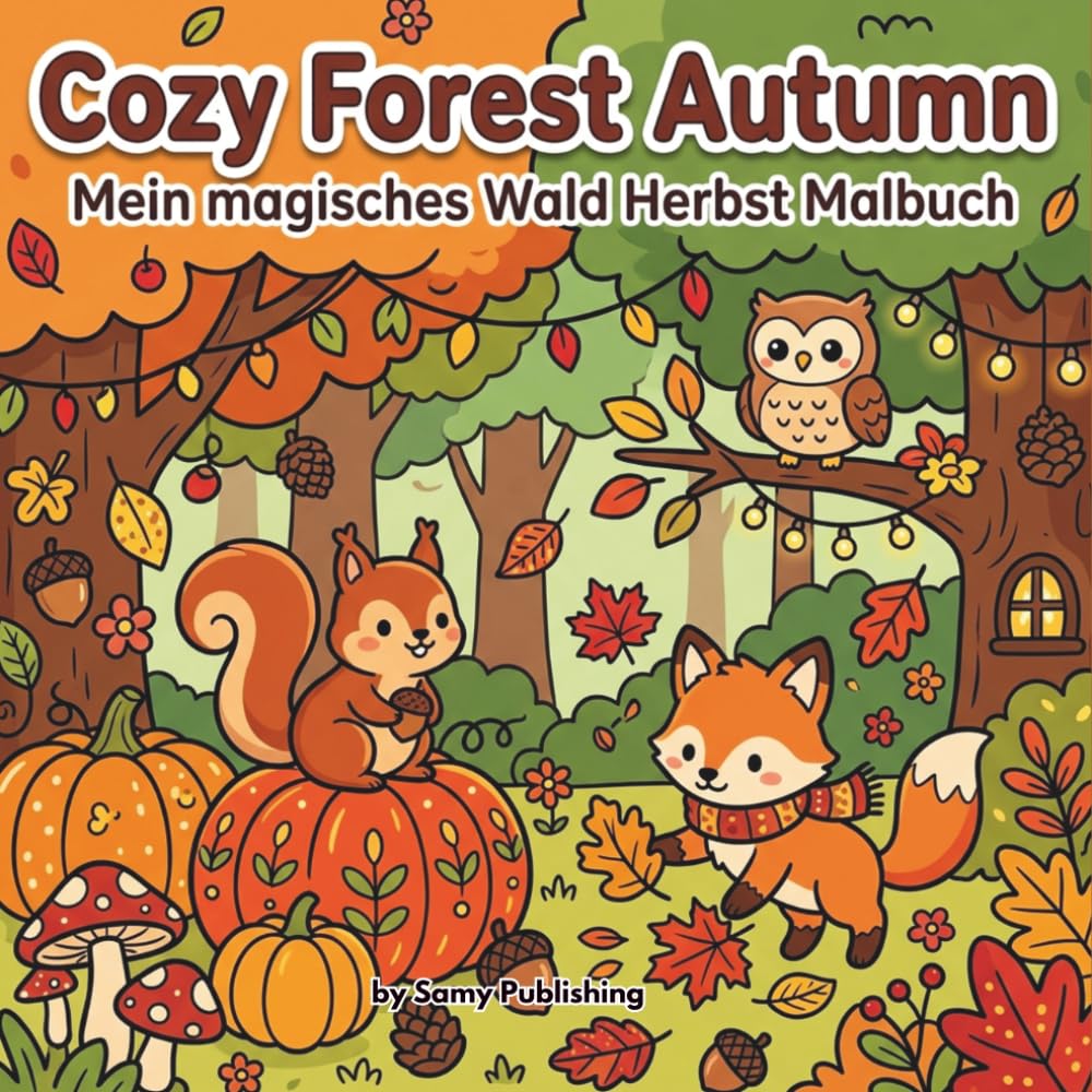 Cozy Forest Autumn – Mein magisches Wald Herbst Malbuch: 40 detailreiche Ausmalbilder mit süßen Waldtieren in gemütlichen Herbst- und Fantasy-Szenen zum Entspannen für Jugendliche und Erwachsene