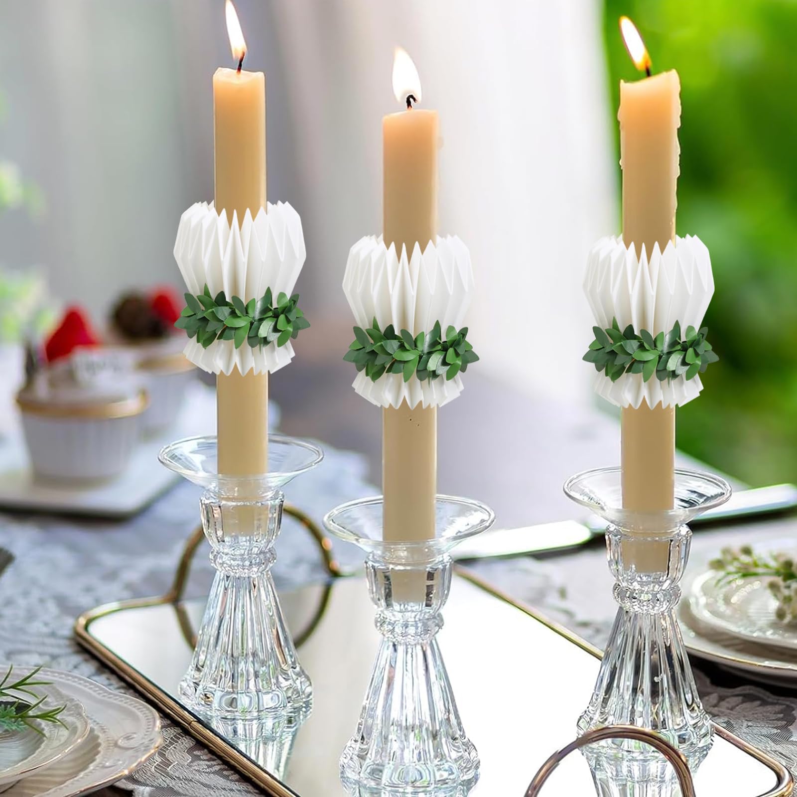 TINGTING Tropfschutz Für Kommunionkerzen - 4er Set Mit Blütendekor Für Taufen & Festliche Anlässe