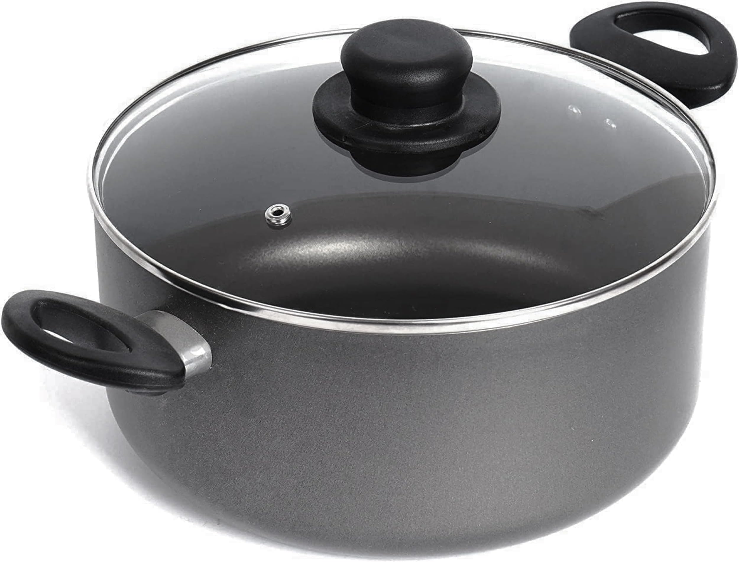 Homatz Stock Pot 4.5L, 24cm Large Non-Stick Cooking Pot with Glass Lid - Induction Base Aluminum Saucepan Casserole Pot - Heat Resistant Handles (Stock Pot, 24 cm)