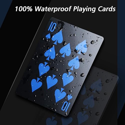 Miniatura 9 de 2 barajas de cartas de plástico resistentes al agua, color negro, de alta calidad, para jugar póquer profesional, baraja de cartas de lujo para