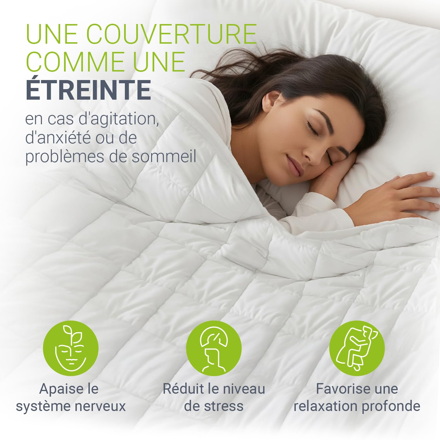 Juskys Couverture lestée 135x200 – Thérapeutique & Anti-Stress – Coton, Microfibre & Perles de Verre – pour Sommeil réparateur – 5 kg