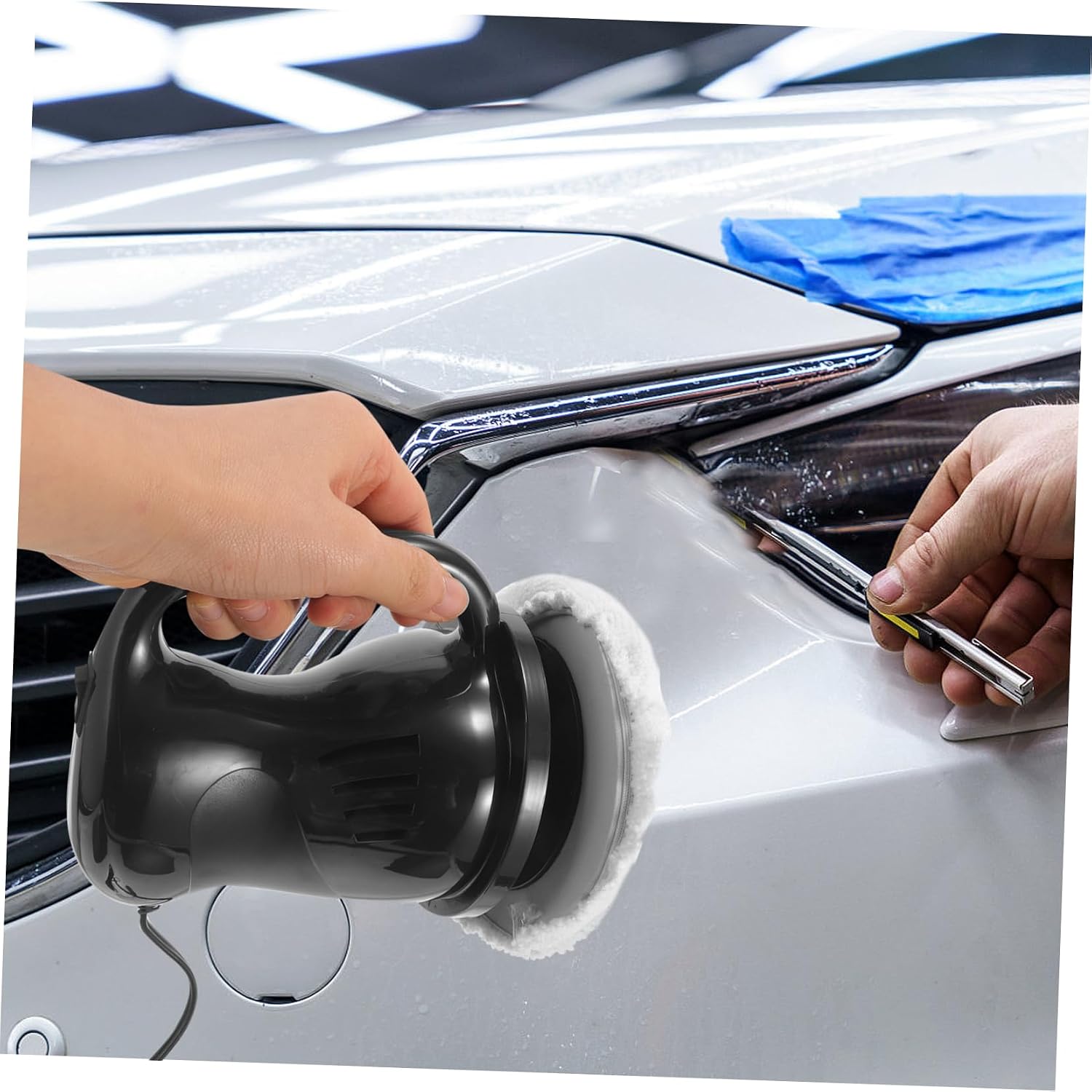 ULTECHNOVO 12v Car Polisher Waxing and Polishing Machine Kit Ergonomic Design Dual Function for Polishing Waxing Portable Easy to Use for Car Detailing Black