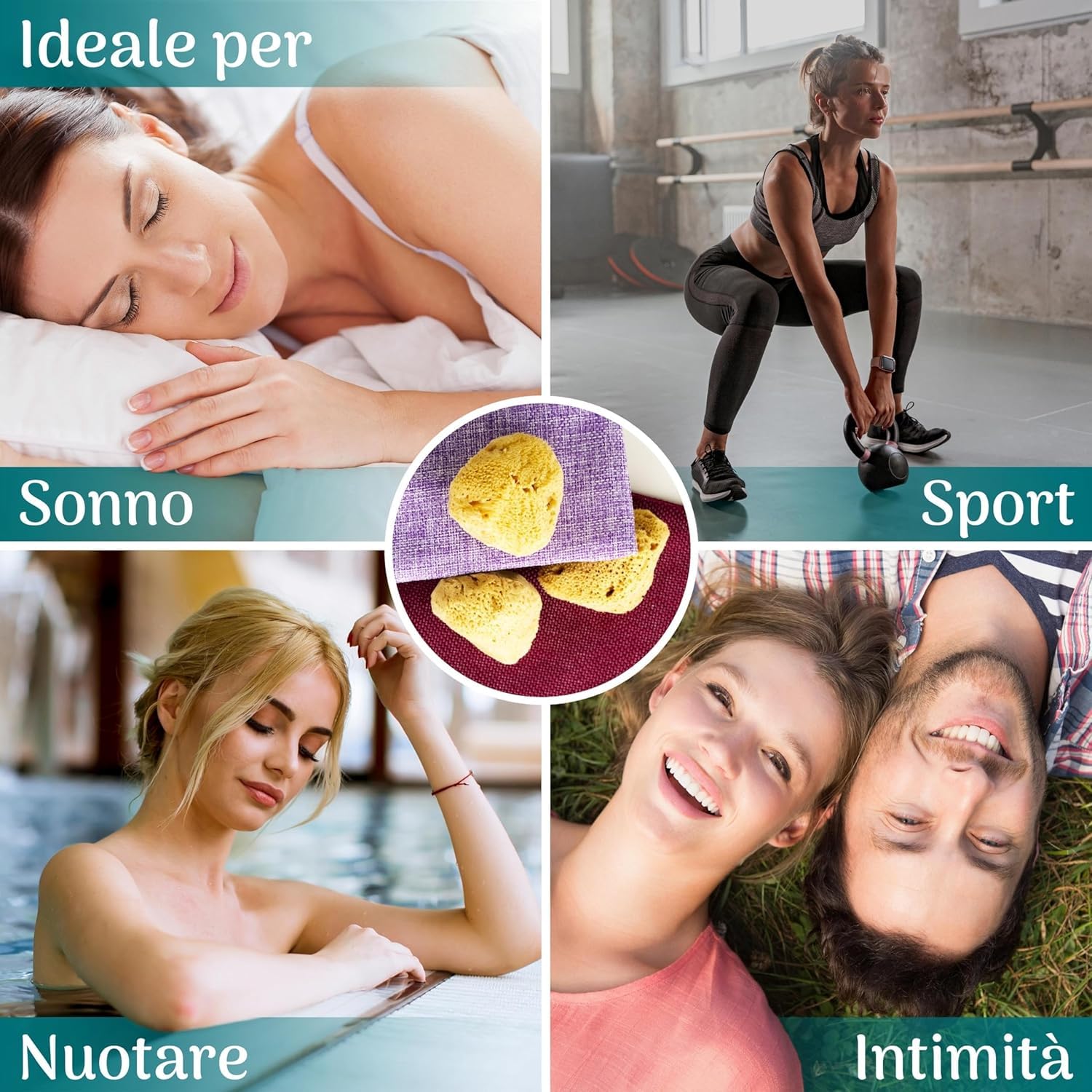 Spugna Naturale del Mediterraneo per il Corpo, Non Sintetica (5 PEZZI - SPUGNA MESTRUALE GRANDE DA 6-7 CM)