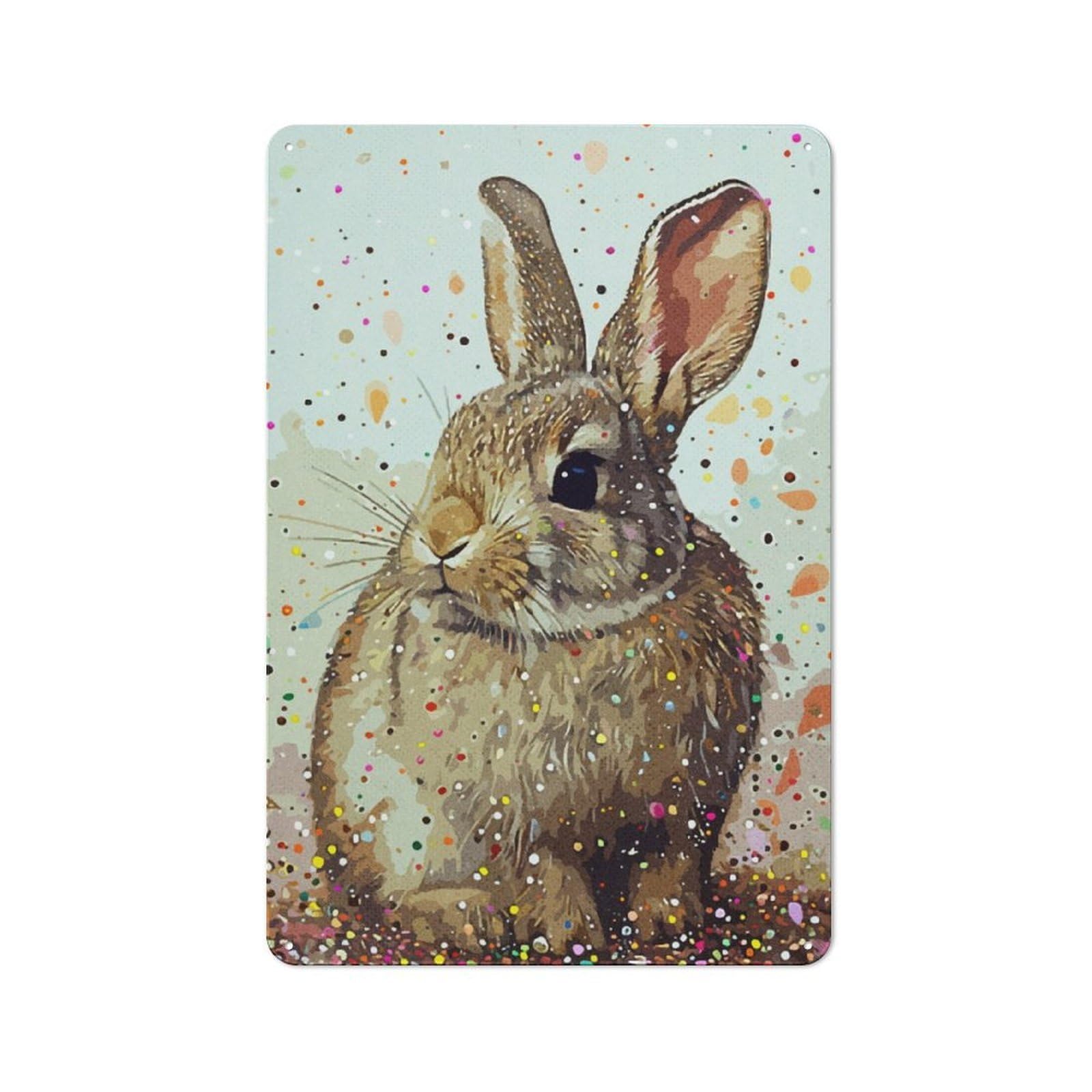 Junmoney Rabbit Vintage Art Vintage Metal Plaque 30X20cm For Man Cave Or Games Room, For An Autumn Update To Man Cave And Games Room