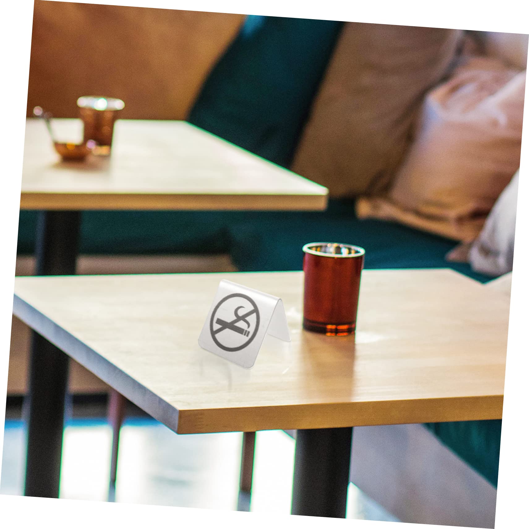 OUNONA Panneau De Table Inoxydable Double Face Interdit De Fumer Pour Restaurants Bureaux Espaces Publics 7.9X2X2 Pouces Signalétique Non Fumeurs Durable Facile À Nettoyer