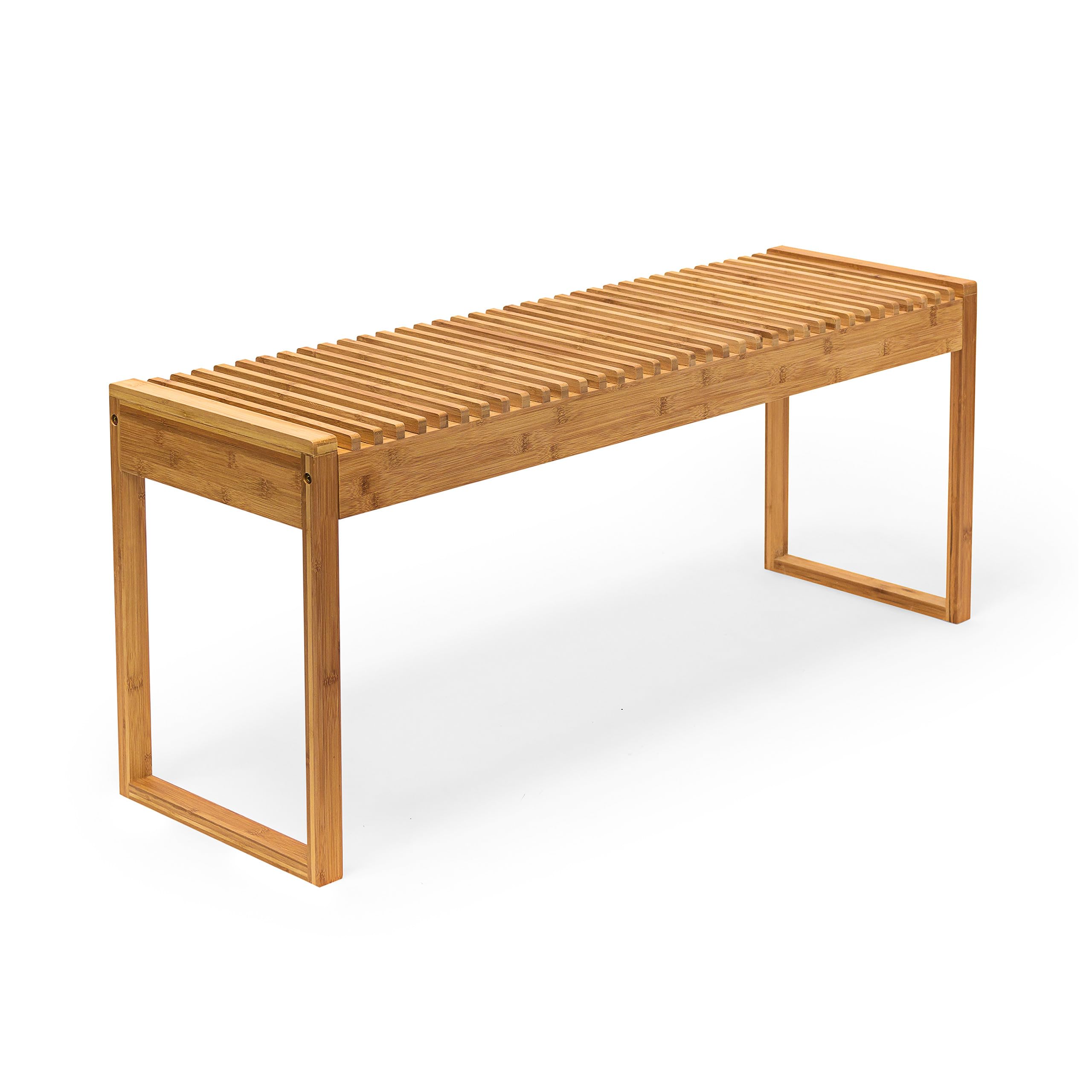 Relaxdays Banco Bambú, Aprox. 47x120x33cm, Banco Jardín 3-4 Personas, Asiento Terraza, Balcón, Cenador, Marrón Natural